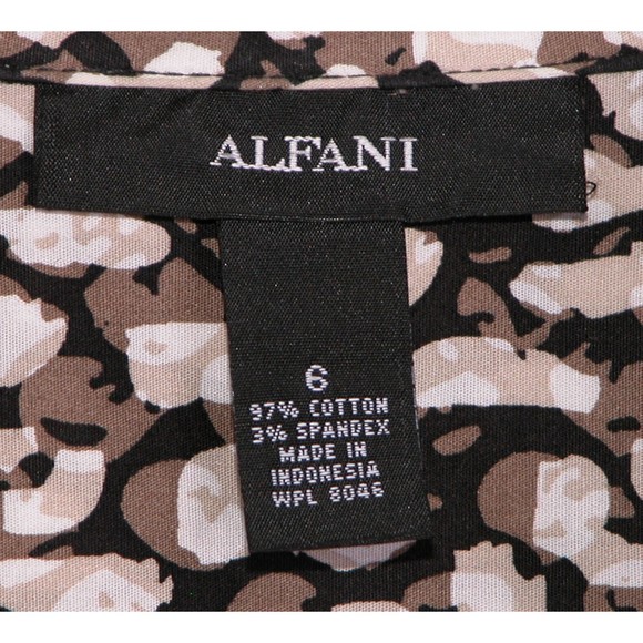 Alfani Womens V-Neck Shirt sz 6 Animal Print Button Front Stretch Leopard Brown - Picture 3 of 7